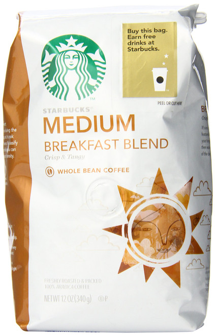 Starbucks Breakfast Blend Whole Bean Coffee, 12 Ounce