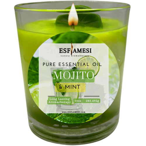 Scented Candles | Mojito + Mint Scent | Aromatherapy Candle | Strongly Scented | Handmade | Lasting Aromatherapy | USA Made | (10 oz) (Mojito Mint Scent)