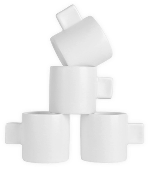 PIUST 2 oz Espresso Cups, Porcelain Espresso Cups Set of 4, Tiny Coffee Mugs Demitasse for Espresso, Tea (Fashion White)