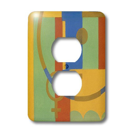 3dRose lsp_11214_6 Colorful Art Deco 2 Plug Outlet Cover