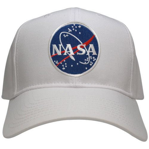 NASA Space Meatball Embroidered Iron On Logo Patch Snapback Cap - White