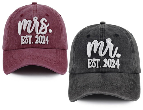 Mr and Mrs Gifts 2024, Bride and Groom Hats, Wedding Couple Honeymoon Gifts, Adjustable Cotton Mr Mrs Baseball Cap, Newlyweds Birthday Engagement Matching Hat for Couples Dad Mom Wife Husband