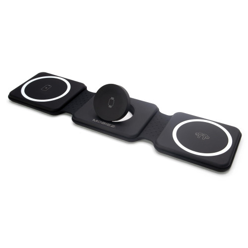 MOBIEZ Charging Station for Multiple Devices - 3 in 1 Mini Wireless Foldable Magnetic Charger Dock - Travel Charging Pad (Compatible with iPhone 15/14/13/12, Apple Watch, AirPods Pro) (Black) MOBIEZ Charging Station for Multiple Devices - 3 in 1 Mini Wireless Foldable Magnetic Charger Dock - Travel Charging Pad (Compatible with iPhone 15/14/13/12, Apple Watch, AirPods Pro) (Black)