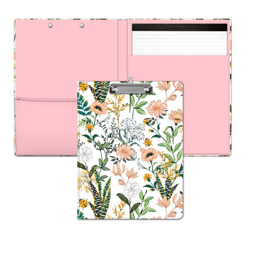 MIBITRI Clipboard Folio with Refillable Lined Notepad and Interior Storage Pocket, Cute Clipboard Folder for Kids, Students, Classroom, Office, Women, Man, Beautiful Floral