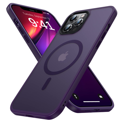 Maozis Magnetic Designed for iPhone 12 Pro Max Case [Compatible with Magsafe][Military Grade Drop Protection] Protective Shockproof Translucent Matte Slim Phone Case for iPhone 12 Pro Max, Deep Purple