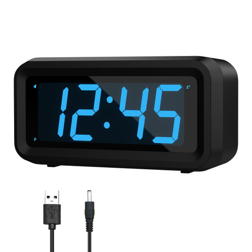 KWANWA Alarm Clock, Corded Powered/Battery Powered, Upgrade Bigger Button,1.2inch LED Digits Display, Adjustable LED Brightness,12H/24H, Table-top/Wall-Mount, Digital Clock, Clock for Bedroom