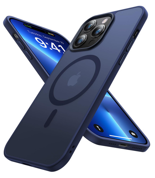 Kocanasi Magnetic for iPhone 14 Pro Max Case [Compatible with MagSafe] [10FT Military Grade Drop Tested] Slim Translucent Matte Case for iPhone 14 Pro Max Phone Case, Deep Blue (6.7")