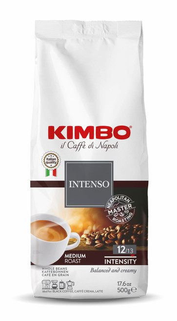 Kimbo Espresso Aroma Intenso Whole Bean Coffee - Blended and Roasted in Italy - Medium Roast with a Rich Full Flavor - 1.1 lbs Bag