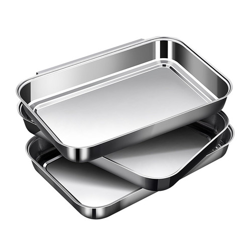 JMUSTTBO 3Pcs Stainless Steel Breading Pans Set, Interlocking Pans for Breading Chicken Breasts,Pork Cutlets,Fish Chips and More