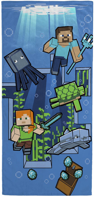 Jay Franco Minecraft Underwater Adventure Bath/Pool/Beach Towel - Super Soft & Absorbent Fade Resistant Cotton Towel Features Alex & Steve, Measures 28 x 58 inches (Official Minecraft Product) Jay Franco Minecraft Underwater Adventure Bath/Pool/Beach Towel - Super Soft & Absorbent Fade Resistant Cotton Towel Features Alex & Steve, Measures 28 x 58 inches (Official Minecraft Product)