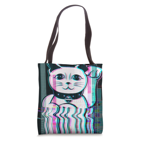 Japanese Maneki Neko Lucky Cat Vaporwave Japan Aesthetic Tote Bag