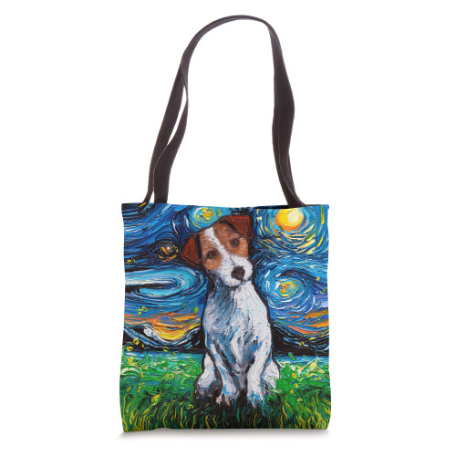 Jack Russell Terrier Starry Night Dog Art by Aja Tote Bag Jack Russell Terrier Starry Night Dog Art by Aja Tote Bag