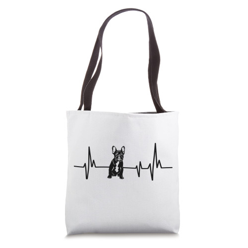 Heartbeat Dog Design French Bulldog Tote Bag Heartbeat Dog Design French Bulldog Tote Bag