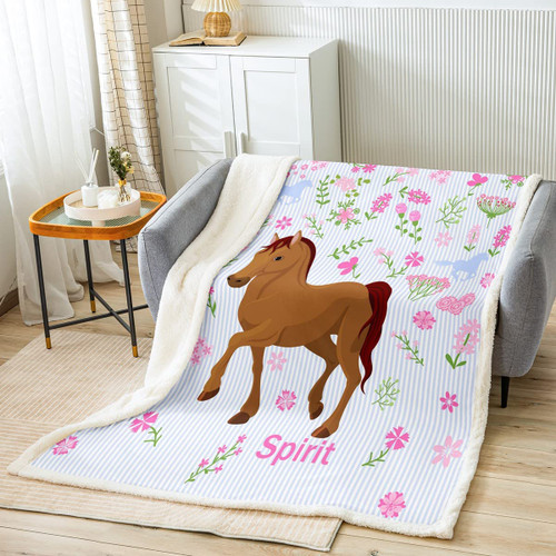 Girls Horse Throw Blanket Kids Cartoon Farmhorse Floral Fleece Blanket for Bed Sofa Couch Toddler Baby Girl Pink Blue Stripe Sherpa Blanket Spirit Horse Animal Fuzzy Blanket Room Decor Baby 30"x40" Girls Horse Throw Blanket Kids Cartoon Farmhorse Floral Fleece Blanket for Bed Sofa Couch Toddler Baby Girl Pink Blue Stripe Sherpa Blanket Spirit Horse Animal Fuzzy Blanket Room Decor Baby 30"x40"