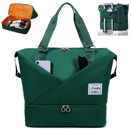 FIORETTO Womens Travel Bag Duffle Bag with Laptop Compartment, Water Resistant Gym Bag Weekend Bag with Separated Shoes Compartment & Wet Pocket Overnight Hospital Bag Holdall Dark Green FIORETTO Womens Travel Bag Duffle Bag with Laptop Compartment, Water Resistant Gym Bag Weekend Bag with Separated Shoes Compartment & Wet Pocket Overnight Hospital Bag Holdall Dark Green