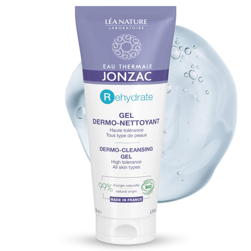 Eau Thermale Jonzac Rehydrate Organic Dermo Cleansing Gel - Gentle Daily Facial Cleanser - Sensitive Skin Approved - Leaves Skin Feeling Smooth & Hydrated - 6.75 Fl oz