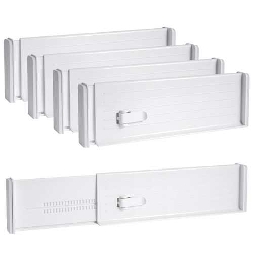Drawer Dividers Organizer, Kitchen Drawer Divider, Adjustable Drawer Dividers for Clothes, Drawer Separators, Expandable Drawer Organizer from 10.6-18" for Dresser Organizer, Kitchen, Bathroom (4P) ac