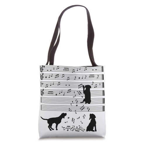 Cute Canine Dog Musical Note Clef Musician Tote Bag