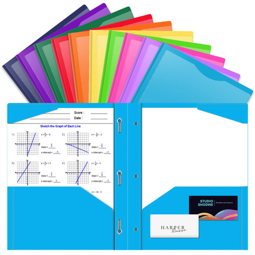 Briartw Heavy Duty Plastic Pocket Folder with Prongs for Letter Size Paper,10 Pack Colors File Folder with Clear Front Pocket,2 Pockets and 3 Prongs,As Well As 2 Card Slots,Pocket Folders Briartw Heavy Duty Plastic Pocket Folder with Prongs for Letter Size Paper,10 Pack Colors File Folder with Clear Front Pocket,2 Pockets and 3 Prongs,As Well As 2 Card Slots,Pocket Folders