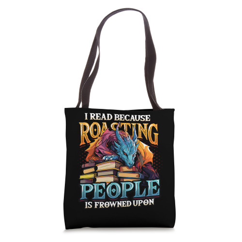 Book Lover Avid Reader Bookworm Dragon Reading Books Reading Tote Bag