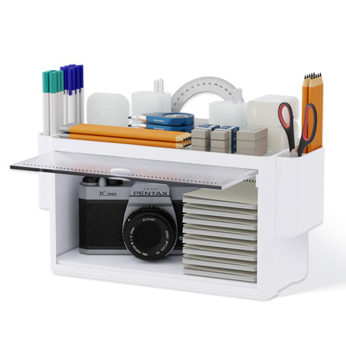 BLSORGANIX Desk Organizers and Storage with Dustproof Door, Stackable Storage Plastic Makeup Storage, Stick-on Wall Storage Box Desk Organizer for Home, Kitchen, Bedroom, Cosmetics, Office Supplies BLSORGANIX Desk Organizers and Storage with Dustproof Door, Stackable Storage Plastic Makeup Storage, Stick-on Wall Storage Box Desk Organizer for Home, Kitchen, Bedroom, Cosmetics, Office Supplies