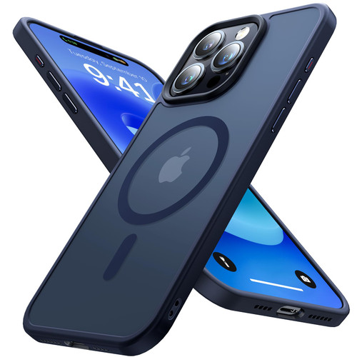 Aulofe Strong Magnetic for iPhone 12 Pro Max Case, [10FT Military Drop Tested] [Compatible with MagSafe] Shockproof Protective Slim Translucent Matte Hard Back Case for iPhone 12 Pro Max, Deep Blue