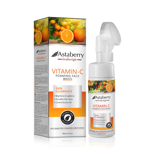 ASTABERRY Indulge Vitamin C Foaming Face Wash Facial Cleanser for Oily Sensitive Skin | Natural Ingredients | Silicon Scrub Brush ASTABERRY Indulge Vitamin C Foaming Face Wash Facial Cleanser for Oily Sensitive Skin | Natural Ingredients | Silicon Scrub Brush