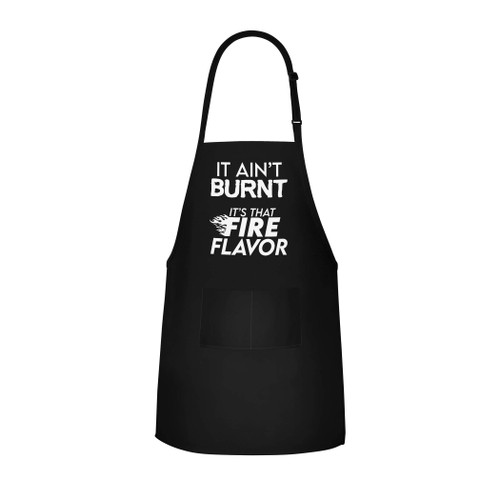APRON DADDY Funny Apron for Men With 2 Pockets - It Ain't Burnt It's That Fire Flavor - BBQ Grilling Gifts For Men, Kitchen Cooking Apron