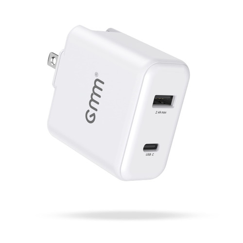 65W USB C Charger, GMM Dual USB C Wall Charger for 2 Port, PD 3.0 GaN Fast Charger Block with Foldable Plug, USB C Charger for iPhone 13/13 Pro/13 Max, MacBook Pro, iPad Pro, Switch, Galaxy S21/S20