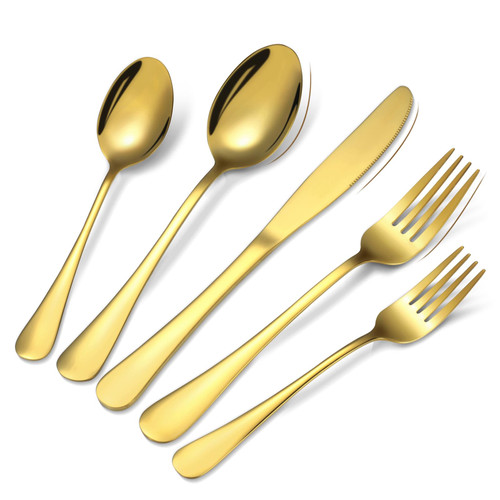 30 Pieces Gold Silverware Set For 6, Stainless Steel Flatware Set Includes Spoons Forks Knives, Gold Utensils Cutlery Set Service for 6, Mirror Polished, Dishwasher Safe