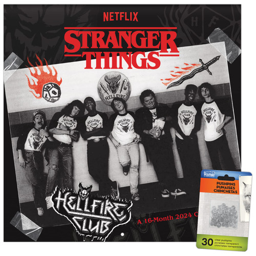 2024 Netflix Stranger Things Wall Calendar & Push Pins