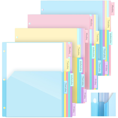 Jetec 4 Sets Expanding Plastic Binder Dividers with Flexible Front Pockets Expand 1/4", 5 Tab Letter Size Plastic Dividers 3 Ring Binder Organization Binder Index Dividers for School, Multicolor