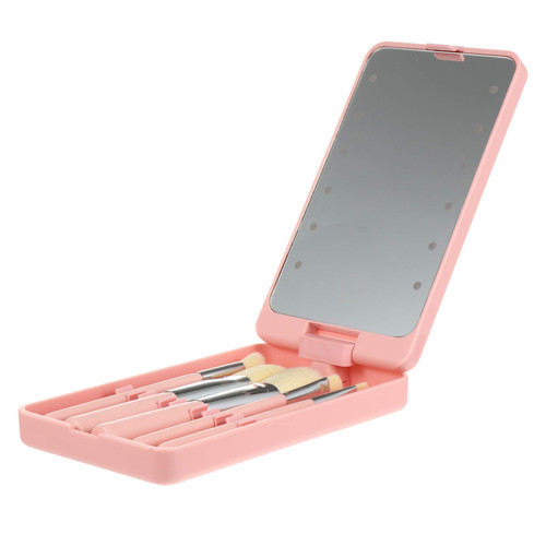 5pcs Folding Makeup Mirror Magnifying Makeup Mirror Makeup Mirror with Light Folding Pocket Mirror Portable Dresser Vanity Mirror with Brush Abs To Rotate Touch Storage Box