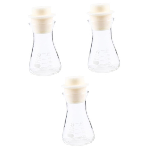Hemoton 3 Pcs Beakers and Wide Mouth Erlenmeyer Flask Chemistry Flask Iodine Erlenmeyer Flask Narrow Mouth Flask Beaker Flask Graduated Flask 1000ml with Cover Silicone Stopper Student Use