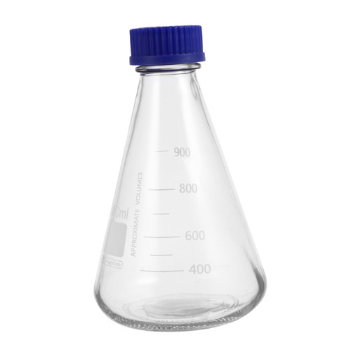 Hemoton 1 Pc Triangular Flask Beaker Lab Erlenmeyer Flasks Glases Laboratory Flask Clear Flask Chemistry Experiment Flask Experiment Supply Flask for Experiment Equipment Blue Cover Glass