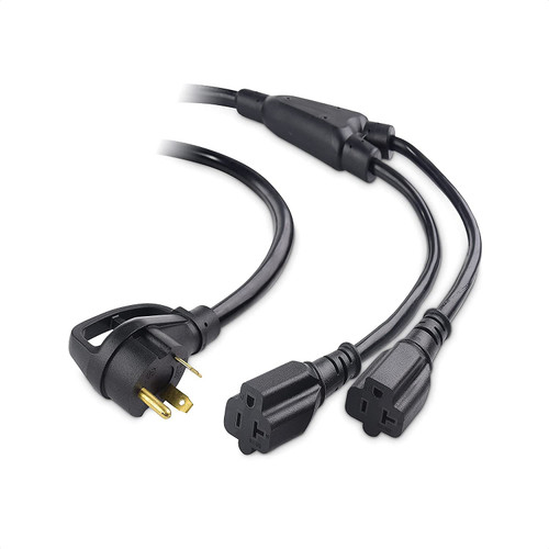 Cable Matters 3 Prong 30 Amp Male to 20 Amp Female Adapter for Generator (30 AMP to 110 Adapter Splitter) 2.5 Feet - NEMA TT-30P to 2X 5-20R