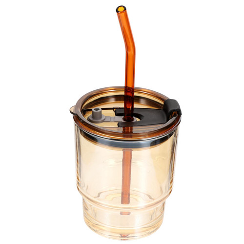 ORFOFE 1 Set Coffee Cup Glass Drinking Jars with Lids Glass Pipette Tumblers with Lid Iced Coffee Glasses Drinking Cup with Lid Smoothie Cup Straw Water Bottle Drinking Cup with Straw