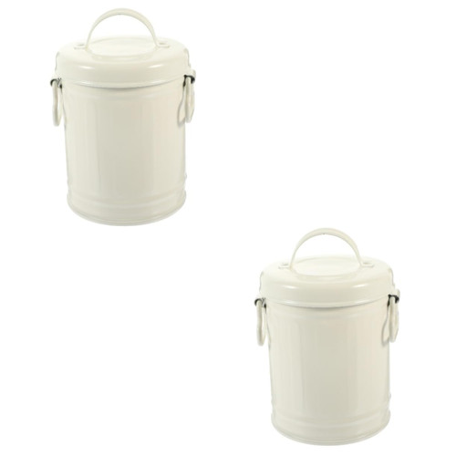 Amosfun 2pcs Desktop Trash can Tiny Garbage can Makeup Brush Holder Tiny Wastebasket Trash can with lid Waste Paper Basket Bins with lids Recycling bin Iron Trash Rack White Office Pencil