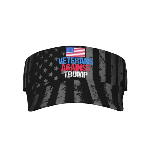 Veterans Against Trump Visor Cap Adjustable Uv Protection Sun Visor Hats Empty Top Baseball Hat for Women and Men Black