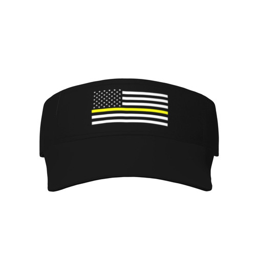 USA Thin Yellow Line Flag Visor Cap Adjustable Uv Protection Sun Visor Hats Empty Top Baseball Hat for Women and Men