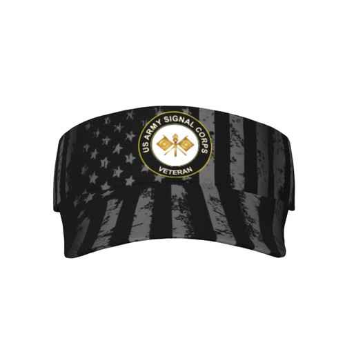 US Army Veteran Signal Corps Visor Cap Adjustable Uv Protection Sun Visor Hats Empty Top Baseball Hat for Women and Men