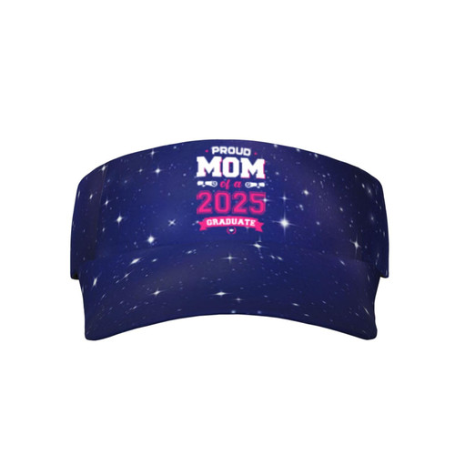 Proud Mom of A Class of 2025 Graduate Cute Mother Visor Cap Adjustable Uv Protection Sun Visor Hats Empty Top Baseball Hat for Women and Men Black