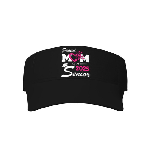 Proud Mom of a 2025 Senior Class of 2025 Graduation Visor Cap Adjustable Uv Protection Sun Visor Hats Empty Top Baseball Hat for Women and Men Black