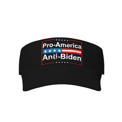 Pro America Anti Biden Visor Cap Adjustable Uv Protection Sun Visor Hats Empty Top Baseball Hat for Women and Men Black