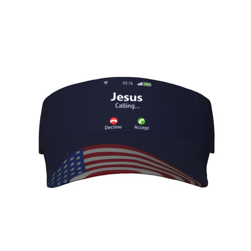 Jesus is Calling Christian Visor Cap Adjustable Uv Protection Sun Visor Hats Empty Top Baseball Hat for Women and Men Black