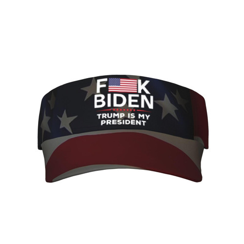 Fuck Biden Trump is My President Visor Cap Adjustable Uv Protection Sun Visor Hats Empty Top Baseball Hat for Women and Men Black