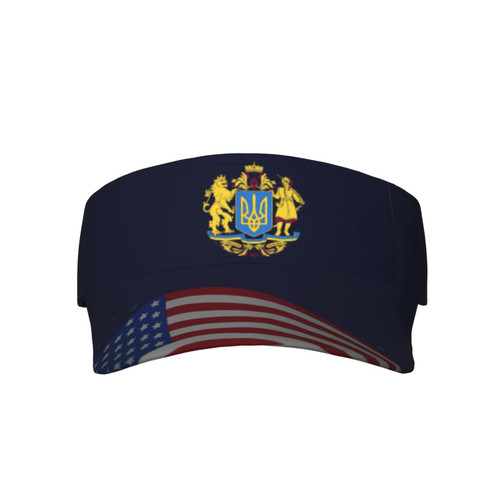 Coat of arms of Ukraine Visor Cap Adjustable Uv Protection Sun Visor Hats Empty Top Baseball Hat for Women and Men Black Coat of arms of Ukraine Visor Cap Adjustable Uv Protection Sun Visor Hats Empty Top Baseball Hat for Women and Men Black