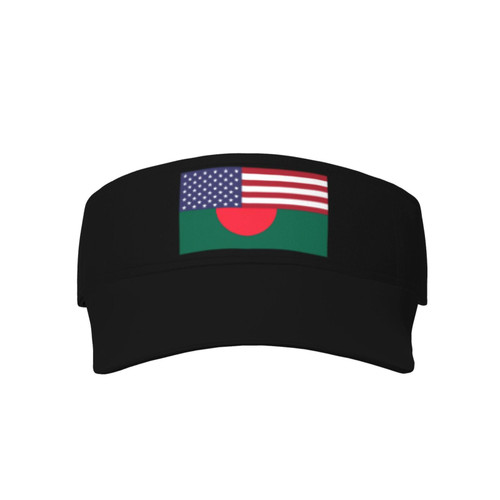 America Bangladesh Friendship Flag Visor Cap Adjustable Uv Protection Sun Visor Hats Empty Top Baseball Hat for Women and Men Black