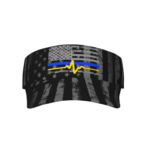 911 Dispatcher Thin Blue Gold Line Visor Cap Adjustable Uv Protection Sun Visor Hats Empty Top Baseball Hat for Women and Men