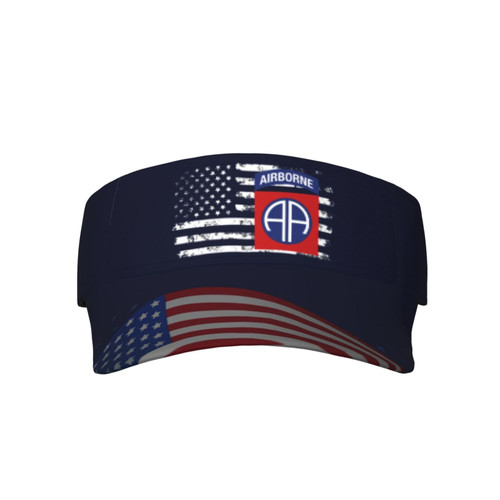 82nd Airborne Division Visor Cap Adjustable Uv Protection Sun Visor Hats Empty Top Baseball Hat for Women and Men Black
